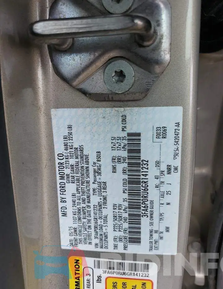 3FA6P0RU6GR141232 Photo# 12