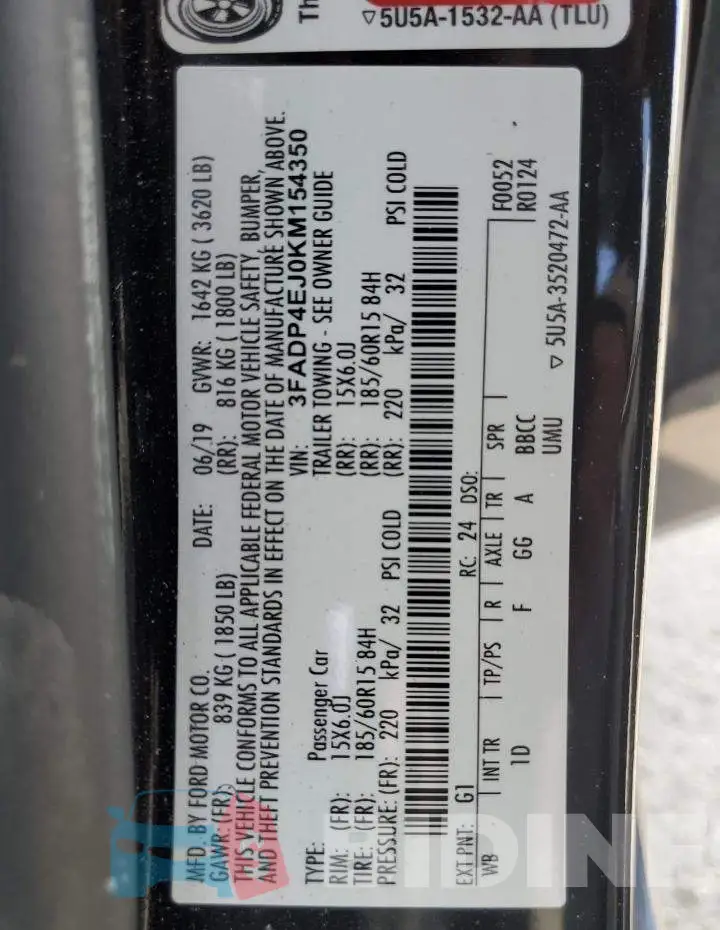 3FADP4EJ0KM154350 Photo# 12