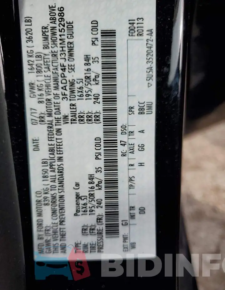 3FADP4FJ3HM152986 Photo# 12