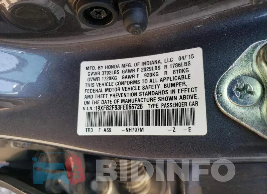 19XFB2F93FE066726 Photo# 12
