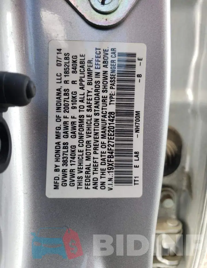19XFB4F27EE201428 Photo# 12