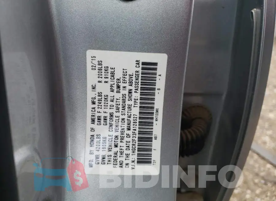 1HGCR2F33FA128527 Photo# 12
