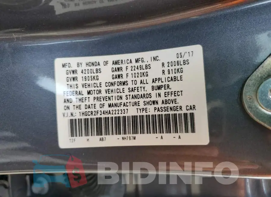 1HGCR2F34HA222337 Photo# 13