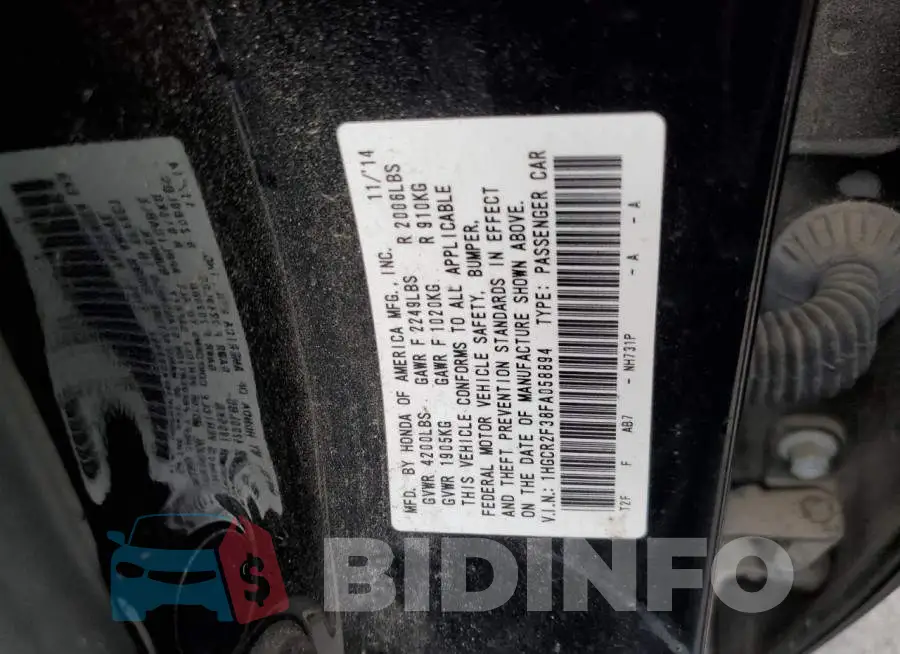 1HGCR2F38FA058894 Photo# 12
