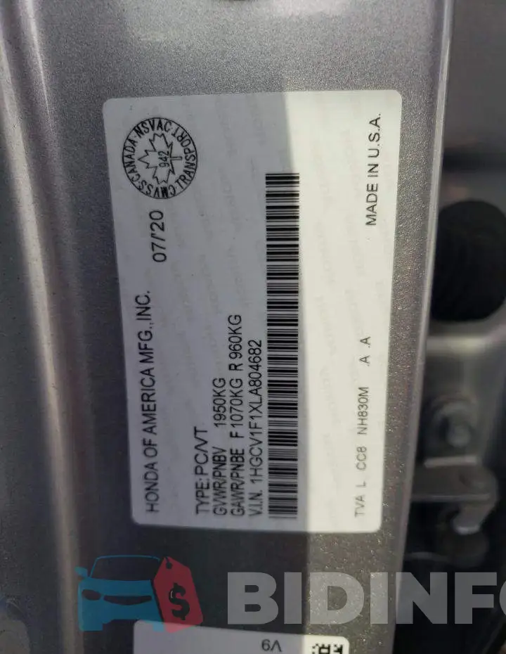1HGCV1F1XLA804682 Photo# 12