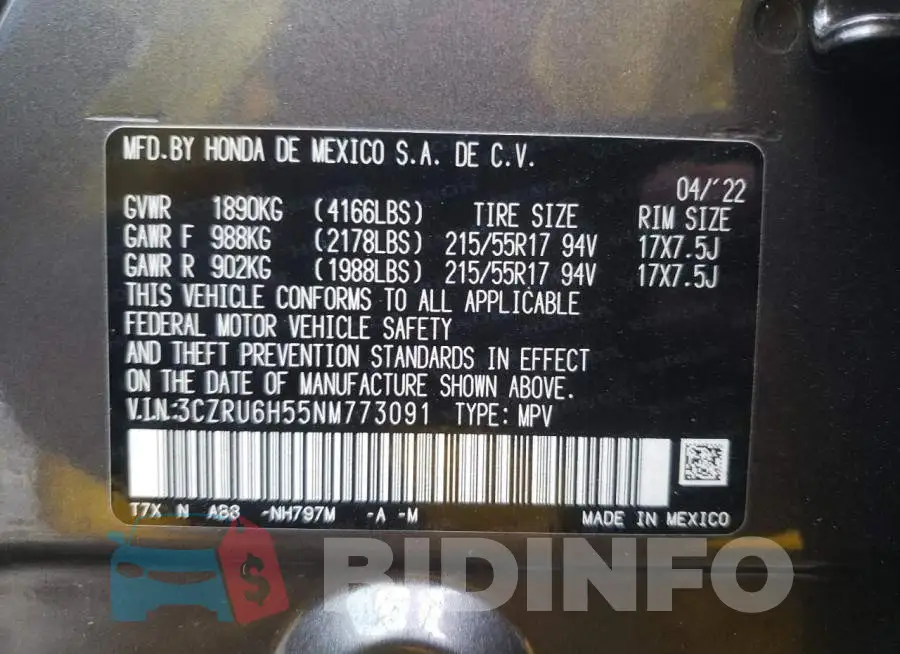 3CZRU6H55NM773091 Photo# 14