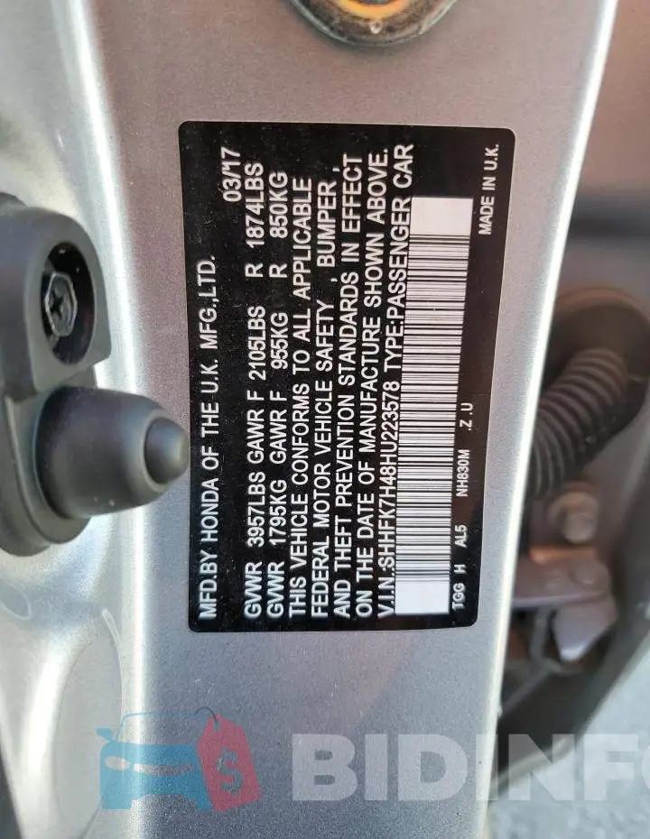 SHHFK7H48HU223578 Photo# 12