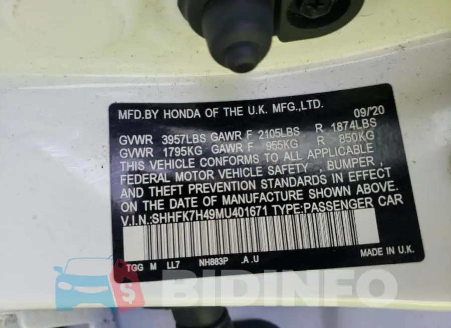 SHHFK7H49MU401671 Photo# 12