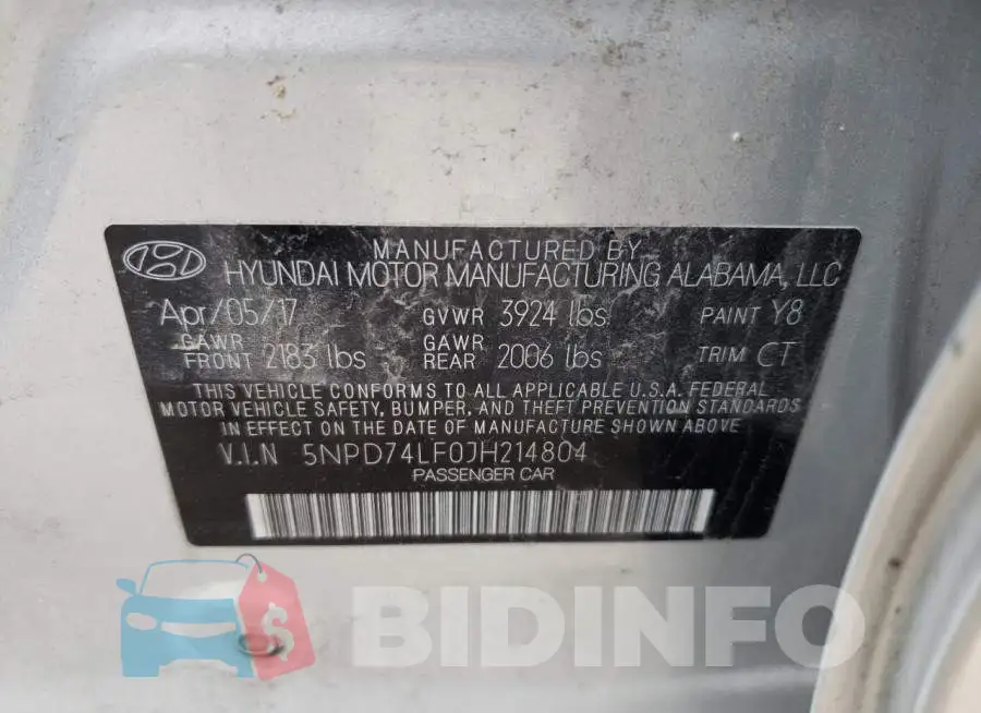 5NPD74LF0JH214804 Photo# 12
