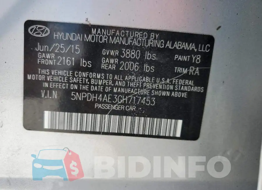 5NPDH4AE3GH717453 Photo# 12
