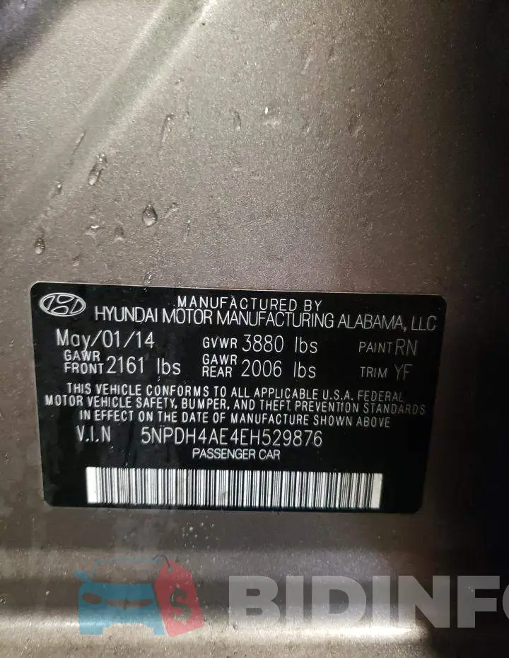 5NPDH4AE4EH529876 Photo# 12