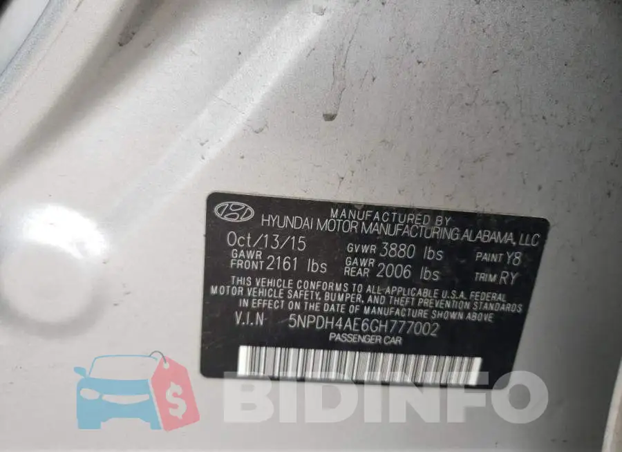 5NPDH4AE6GH777002 Photo# 12
