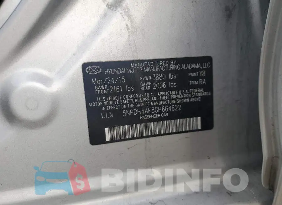 5NPDH4AE8GH664622 Photo# 12