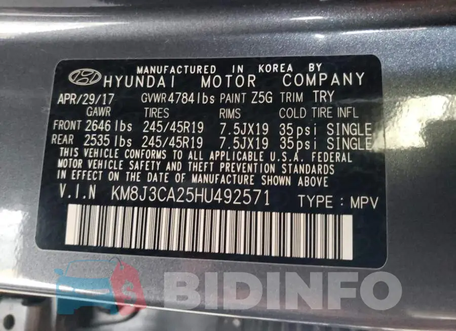 KM8J3CA25HU492571 Photo# 13