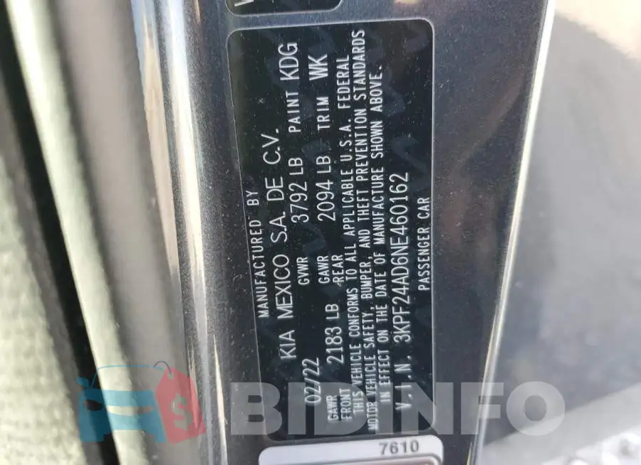 3KPF24AD6NE460162 Photo# 12
