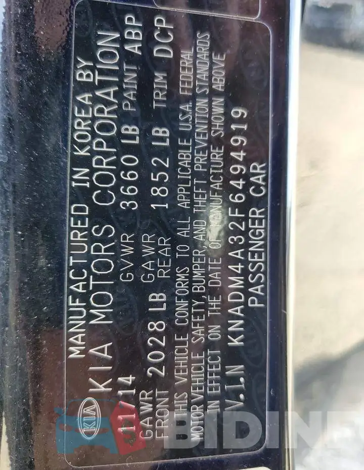 KNADM4A32F6494919 Photo# 12