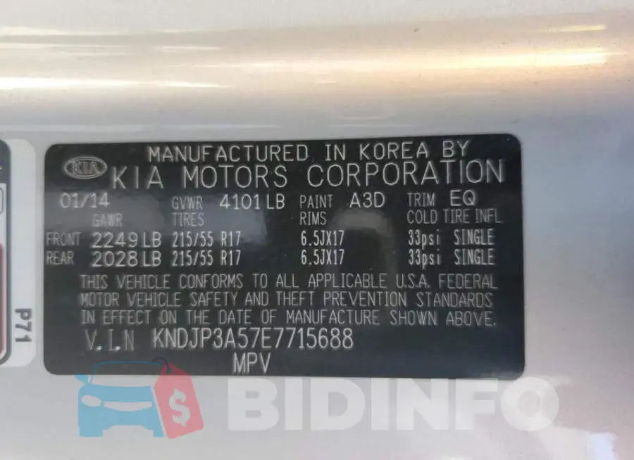 KNDJP3A57E7715688 Photo# 12