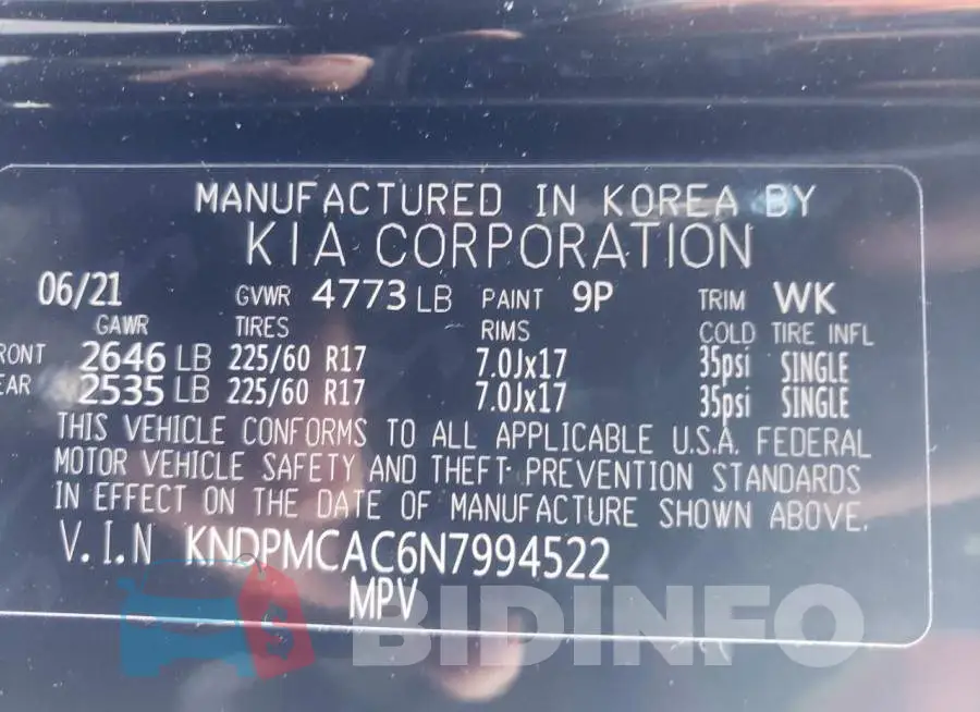 KNDPMCAC6N7994522 Photo# 12