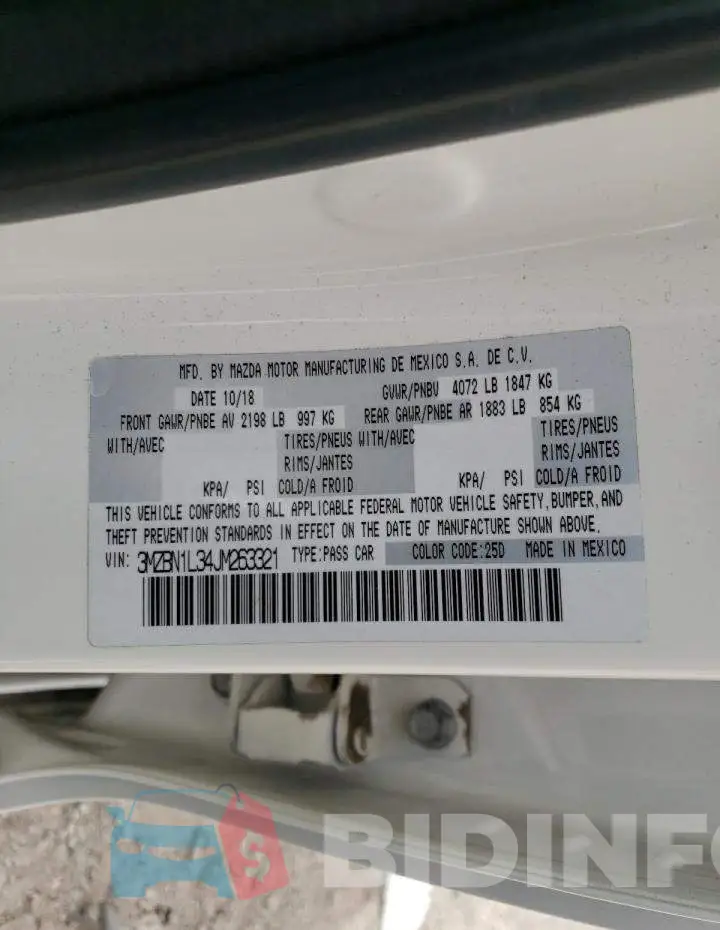 3MZBN1L34JM263321 Photo# 12