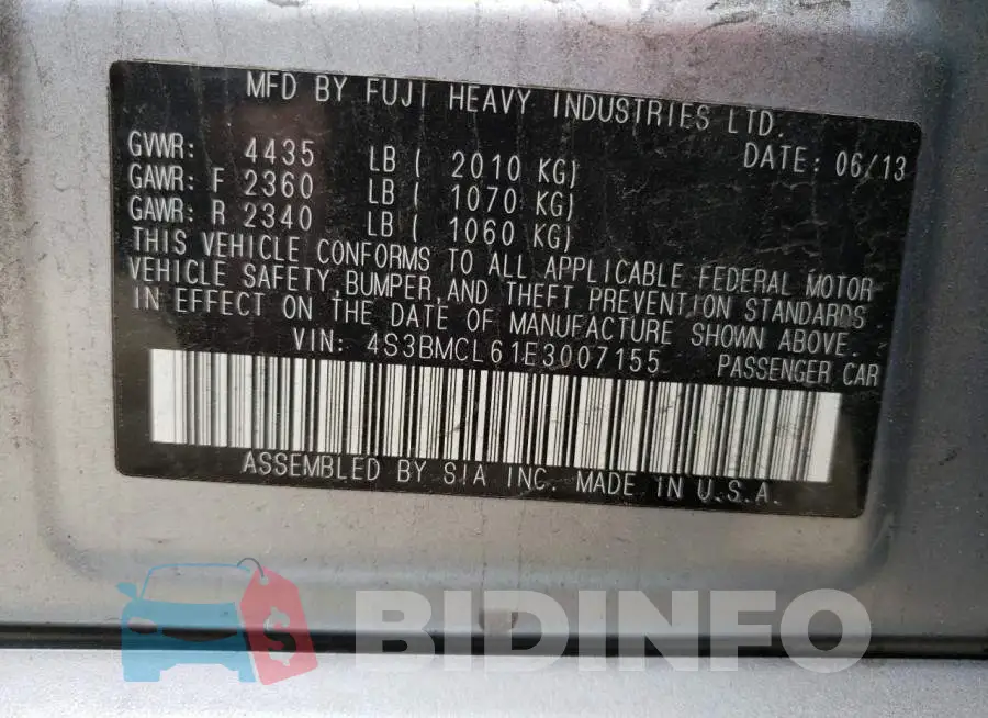 4S3BMCL61E3007155 Photo# 12