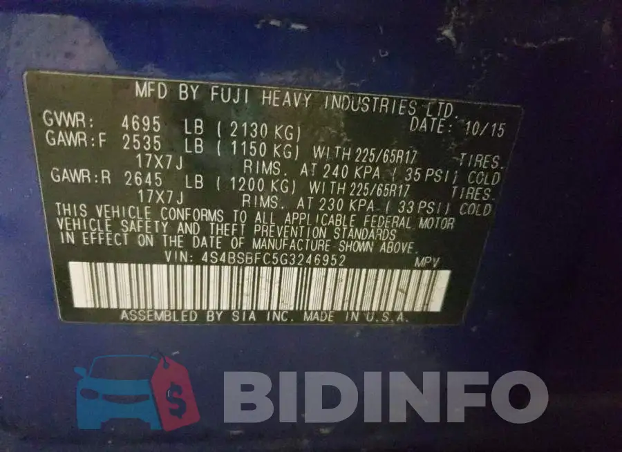 4S4BSBFC5G3246952 Photo# 13