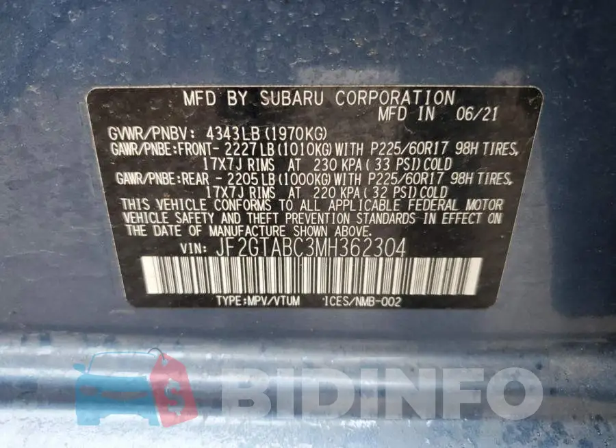 JF2GTABC3MH362304 Photo# 13