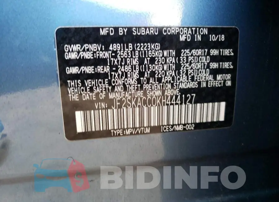 JF2SKACC0KH444127 Photo# 13