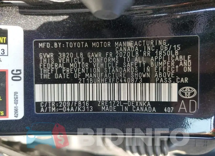 2T1BURHEXFC440873 Photo# 12