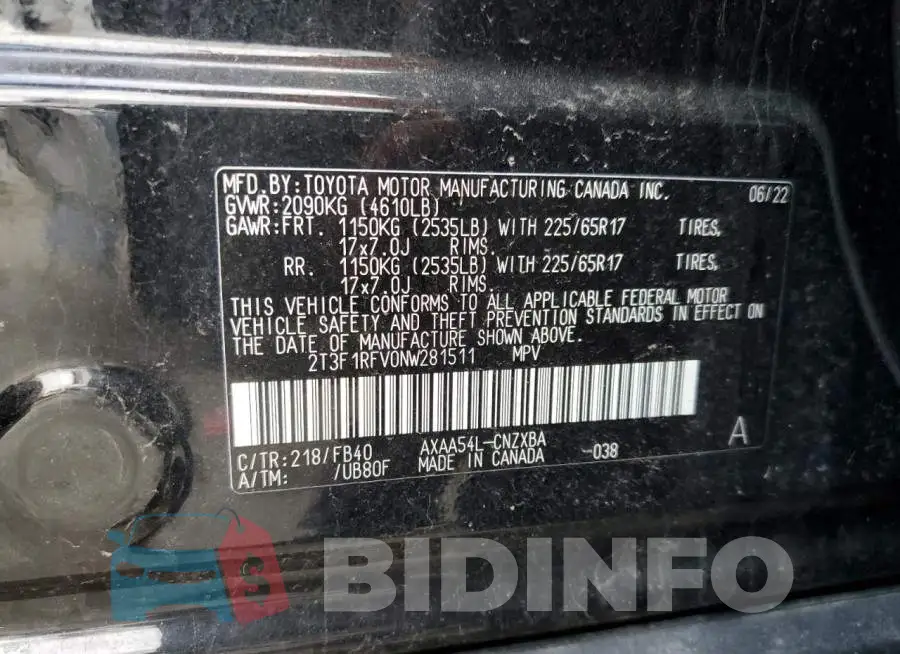 2T3F1RFV0NW281511 Photo# 14