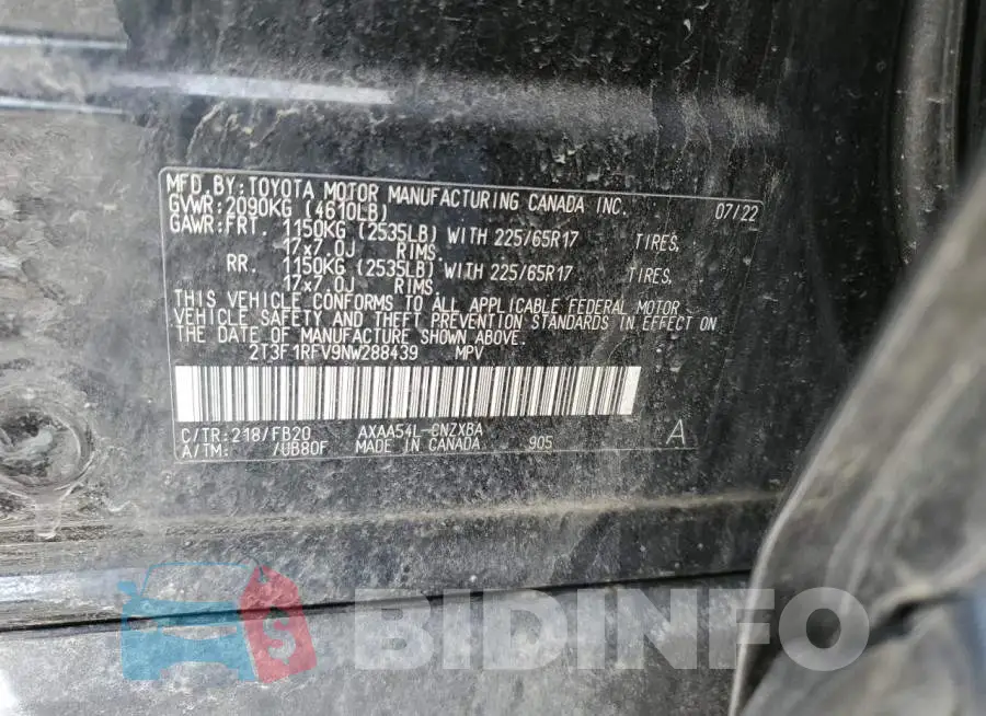 2T3F1RFV9NW288439 Photo# 13