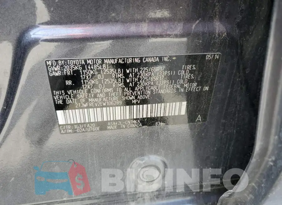 2T3WFREV2EW106289 Photo# 12