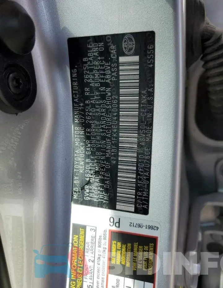 4T1BF1FK4EU440062 Photo# 13