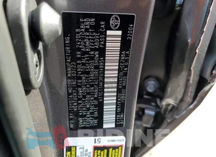 4T1C11AK3PU149954 Photo# 12