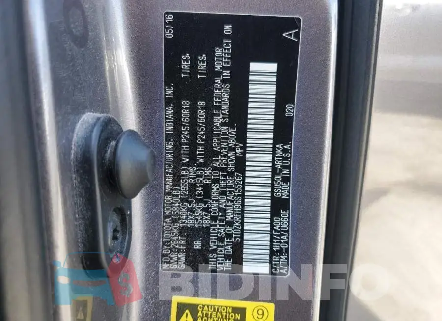 5TDZKRFH9GS155267 Photo# 13