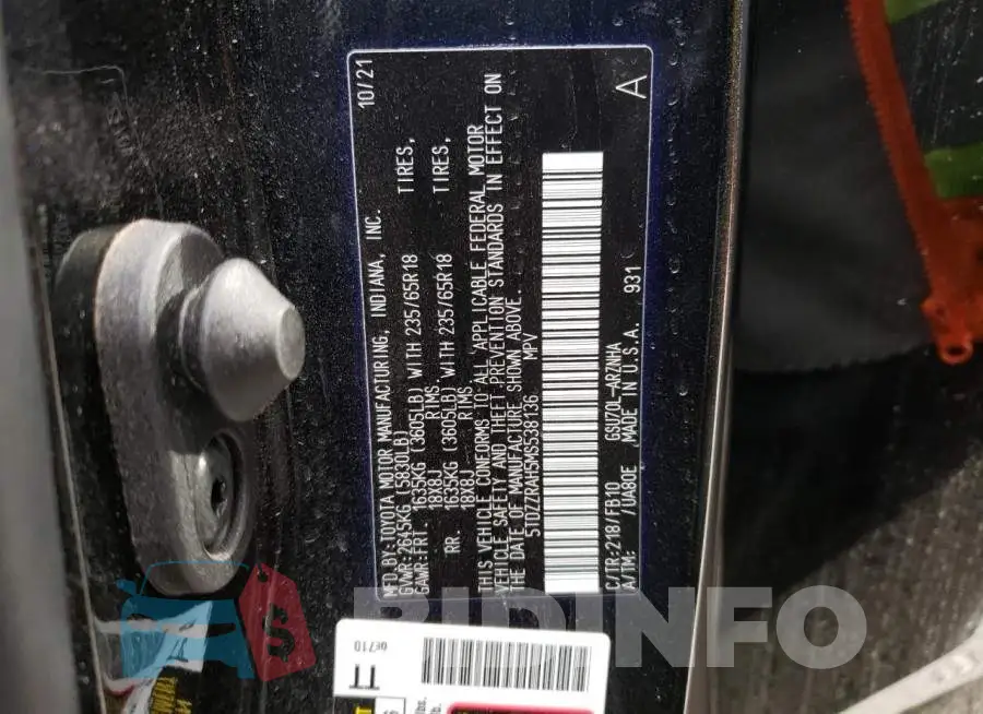 5TDZZRAH5MS538136 Photo# 12