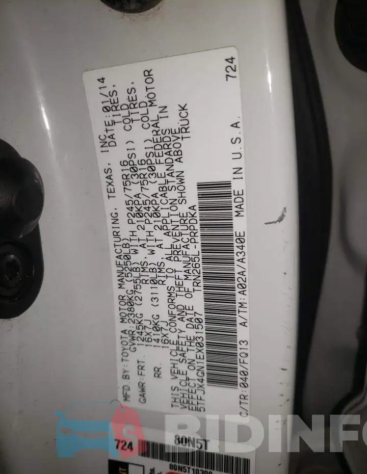 5TFJX4GN1EX031507 Photo# 12