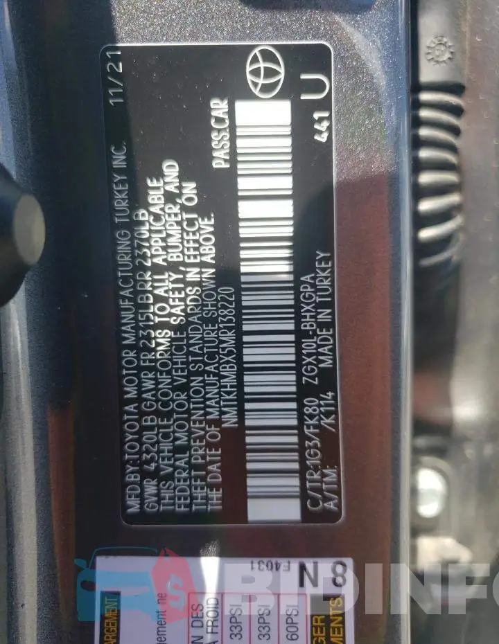 NMTKHMBX5MR138220 Photo# 13