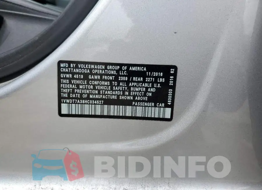 1VWDT7A38HC034527 Photo# 13