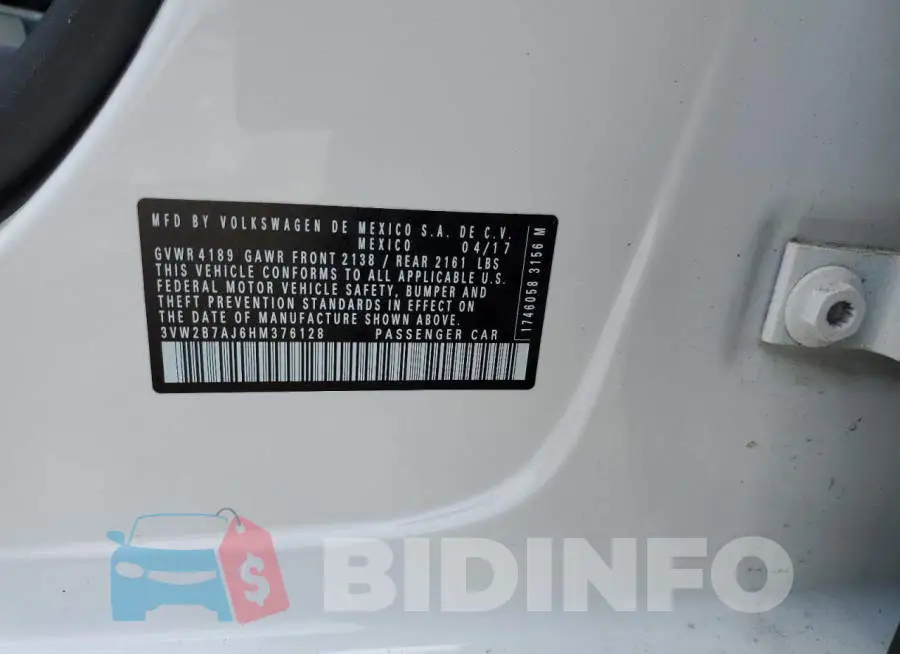 3VW2B7AJ6HM376128 Photo# 13