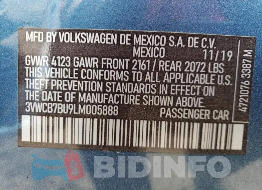 3VWCB7BU9LM005888 Photo# 10