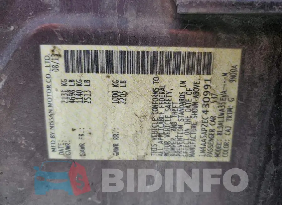 1N4AA5AP2EC430991 Photo# 12