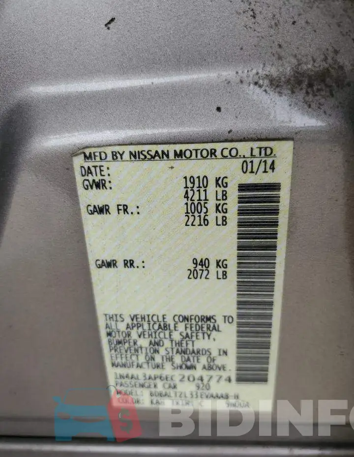1N4AL3AP6EC204774 Photo# 12