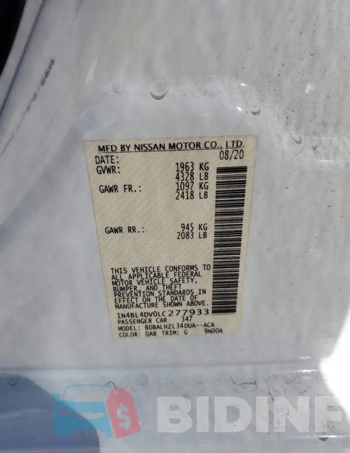 1N4BL4DV0LC277933 Photo# 12
