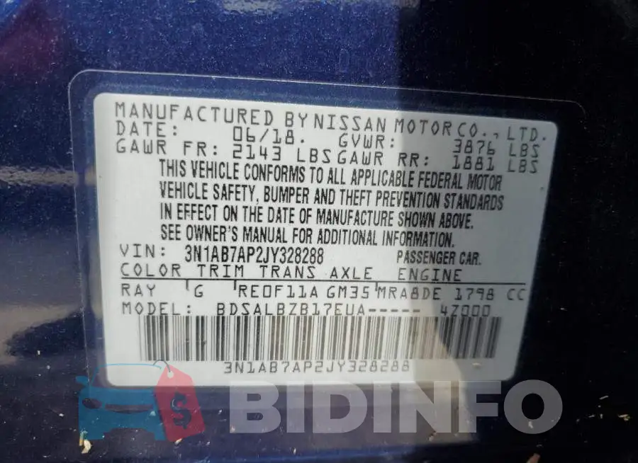 3N1AB7AP2JY328288 Photo# 10