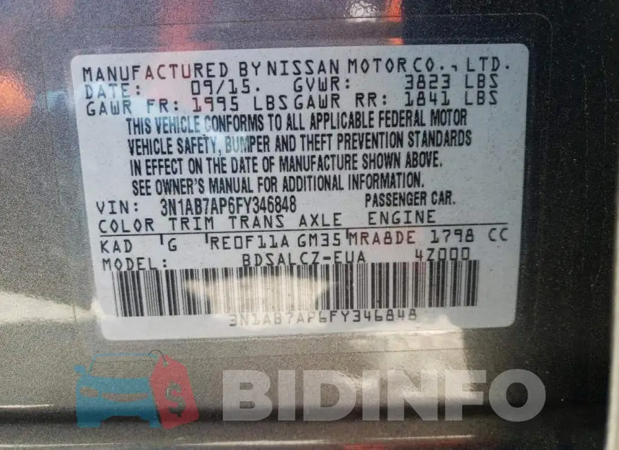 3N1AB7AP6FY346848 Photo# 12