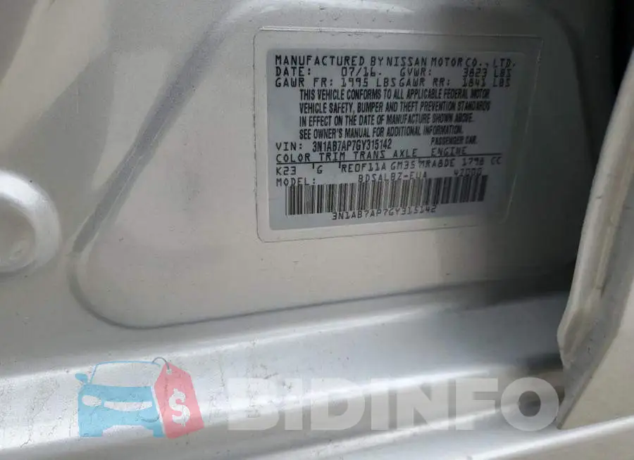 3N1AB7AP7GY315142 Photo# 13