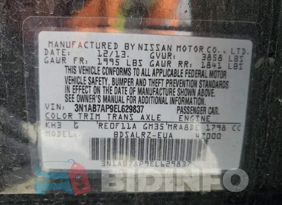 3N1AB7AP9EL629837 Photo# 13