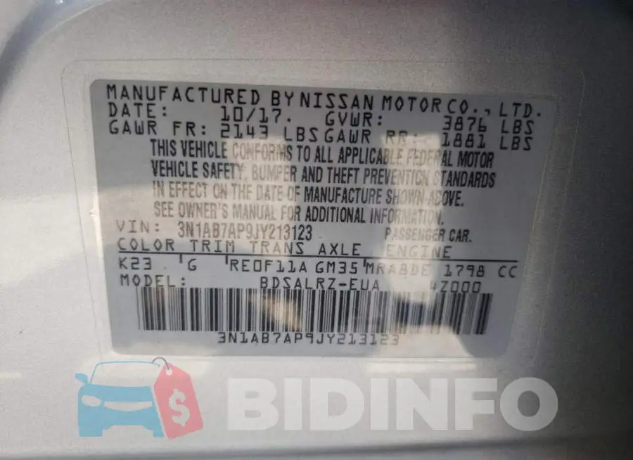 3N1AB7AP9JY213123 Photo# 13