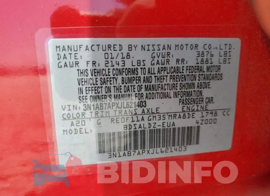 3N1AB7APXJL621403 Photo# 13
