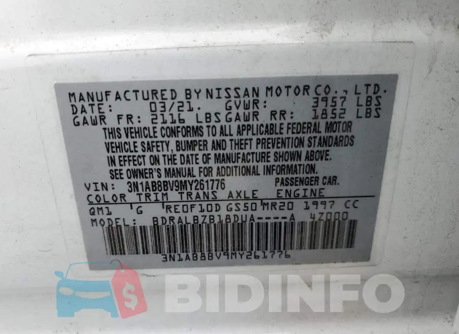 3N1AB8BV9MY261776 Photo# 12